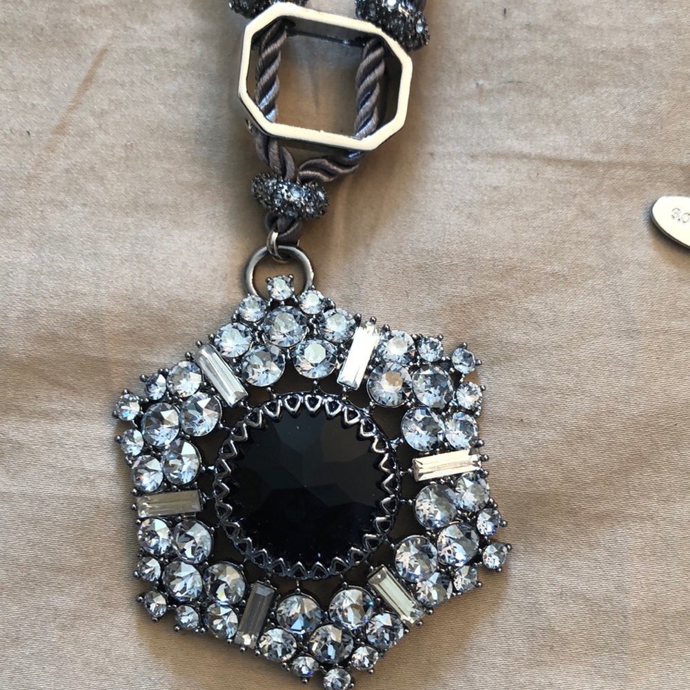 Chico Silver Gray Rope Crystal Pendant Necklace